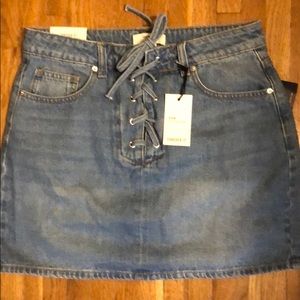 Lace up denim skirt